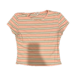 Reformation Pink Striped Short Sleeve Top - Size S